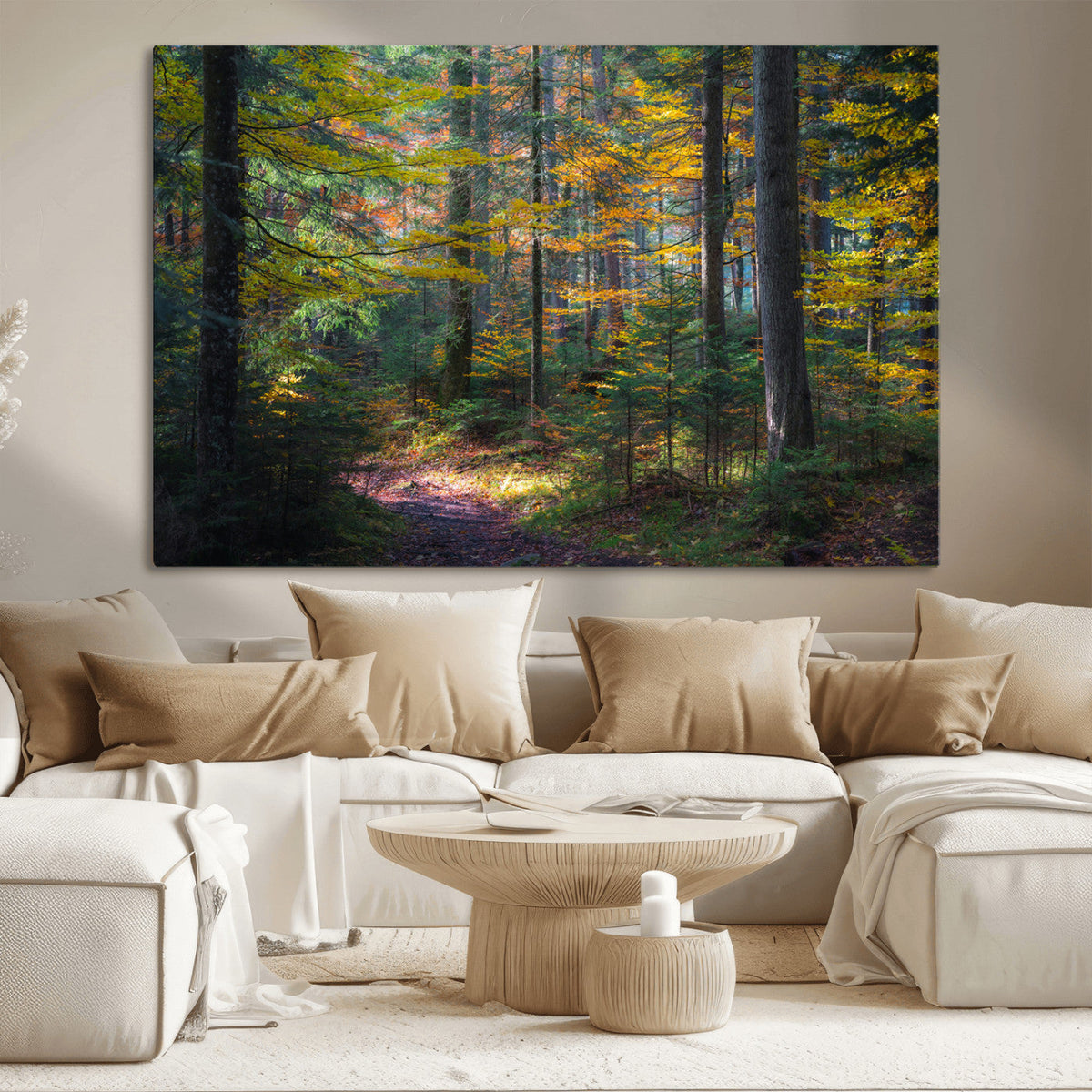 Autumn Forest Wall Art Canvas Print – Framed Fall Woodland