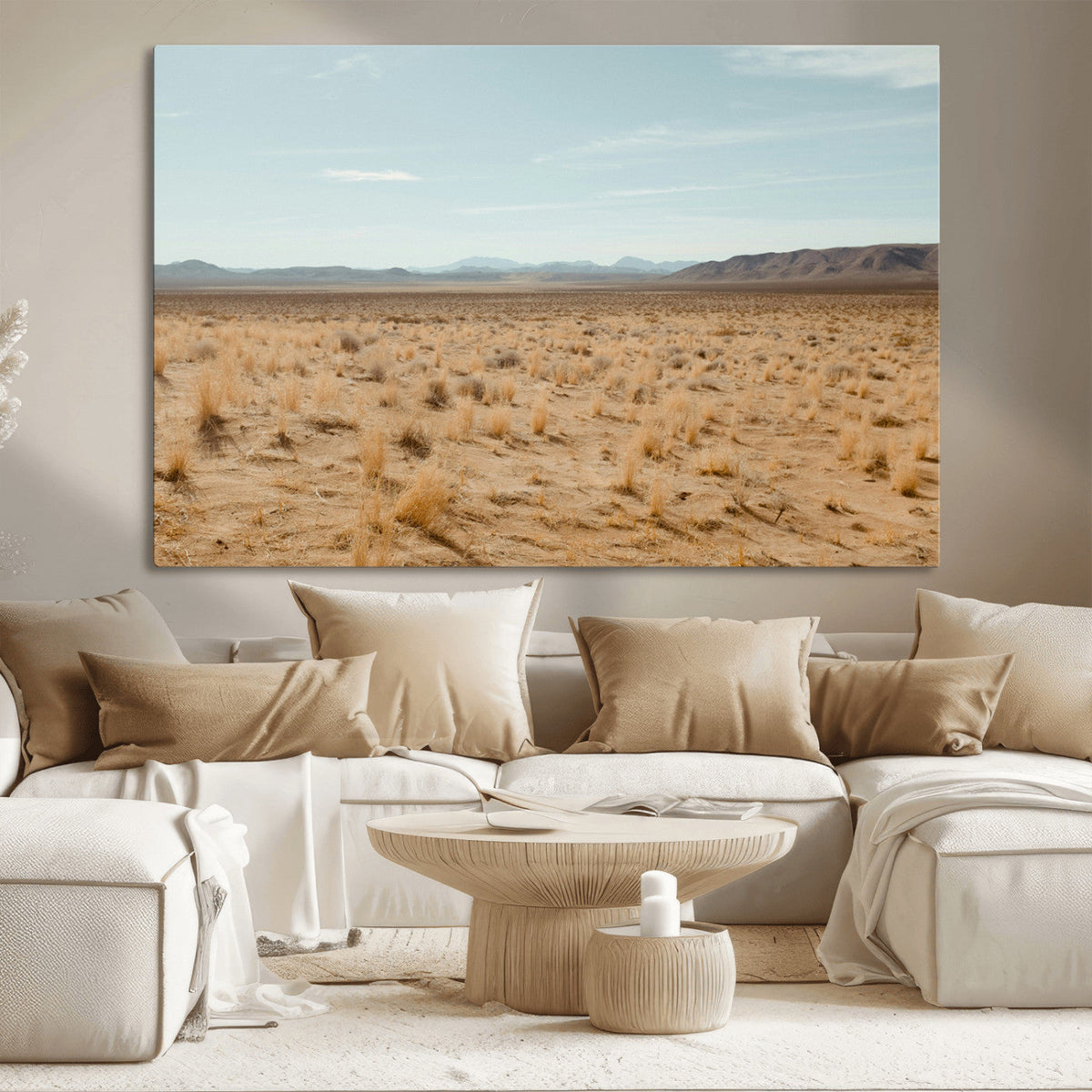 Desert Plains Wall Art Canvas Print, Golden Light Over Dry