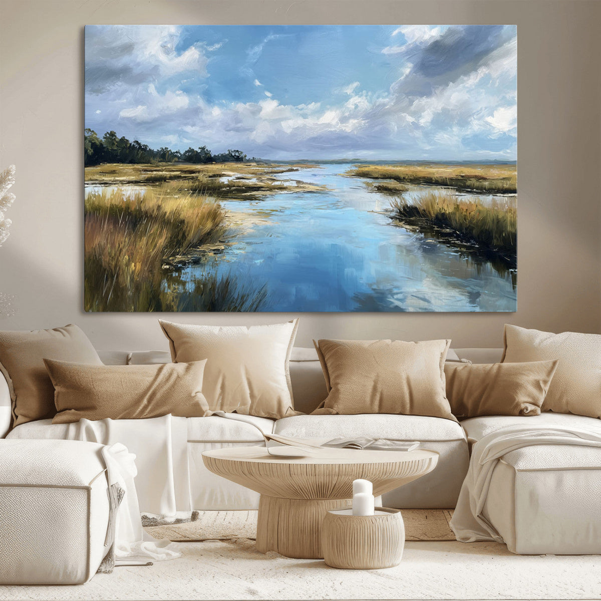 Marshland Wall Art Canvas Print – Serene Water Reflection