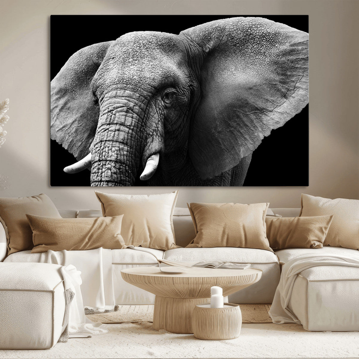 Big Elephant Close Up Wall Art Canvas Print