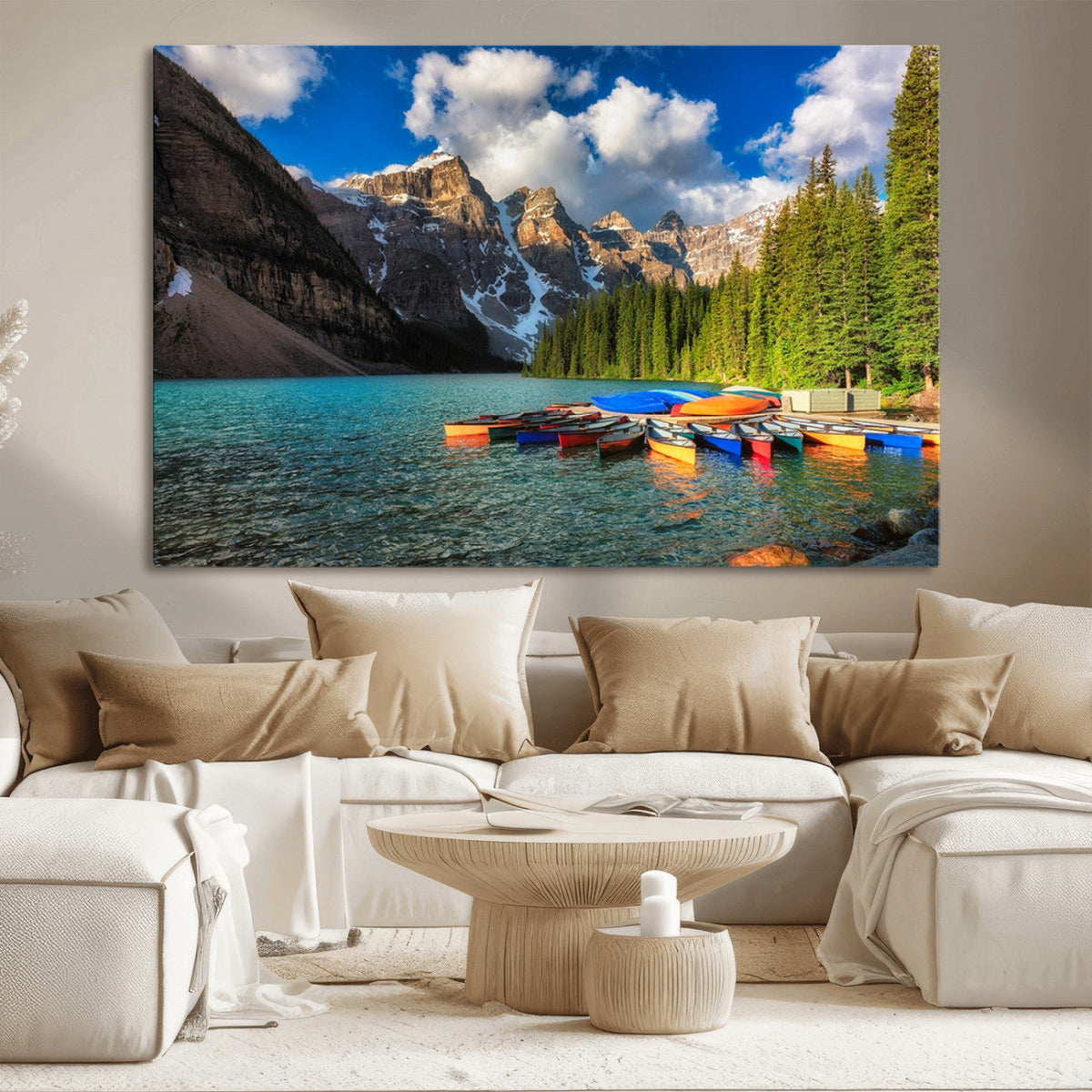 Moraine Lake 3-Panel Wall Art, Majestic Mountain and Lake