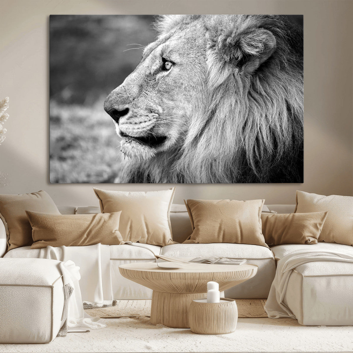 Lion Wall Art Canvas Print – Framed Majestic Wildlife