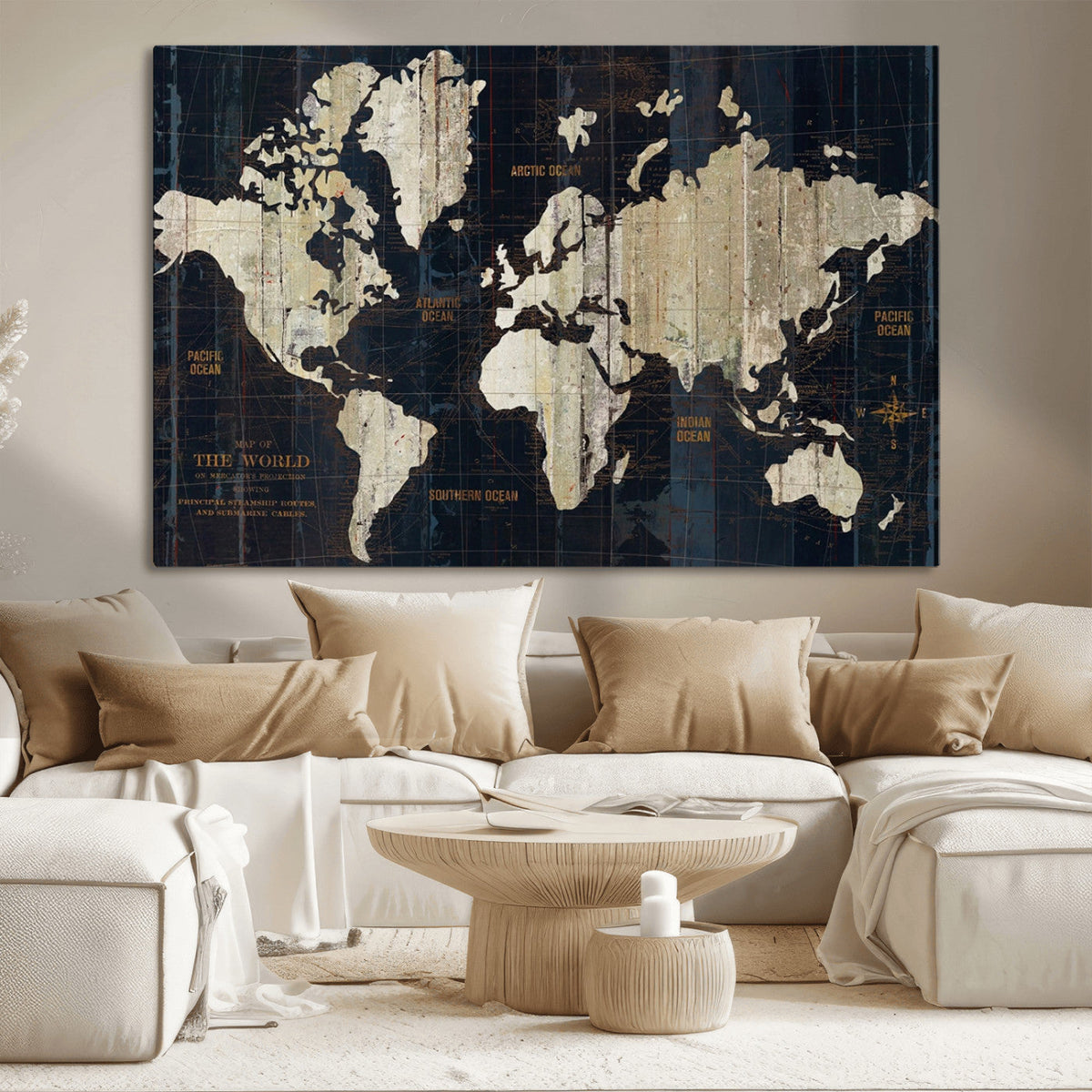 World Map Canvas Print – Detailed Map of the World Wall Art