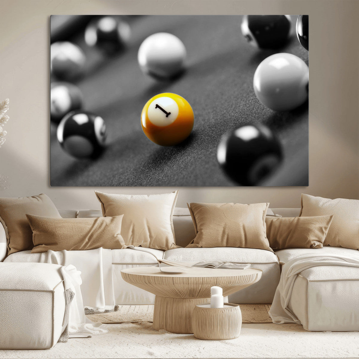 Wall Art Pool Table and Balls Canvas Print