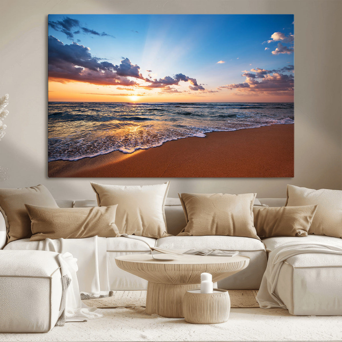 Golden Hour Beach Sunset Wall Art | Canvas Print | Ready to