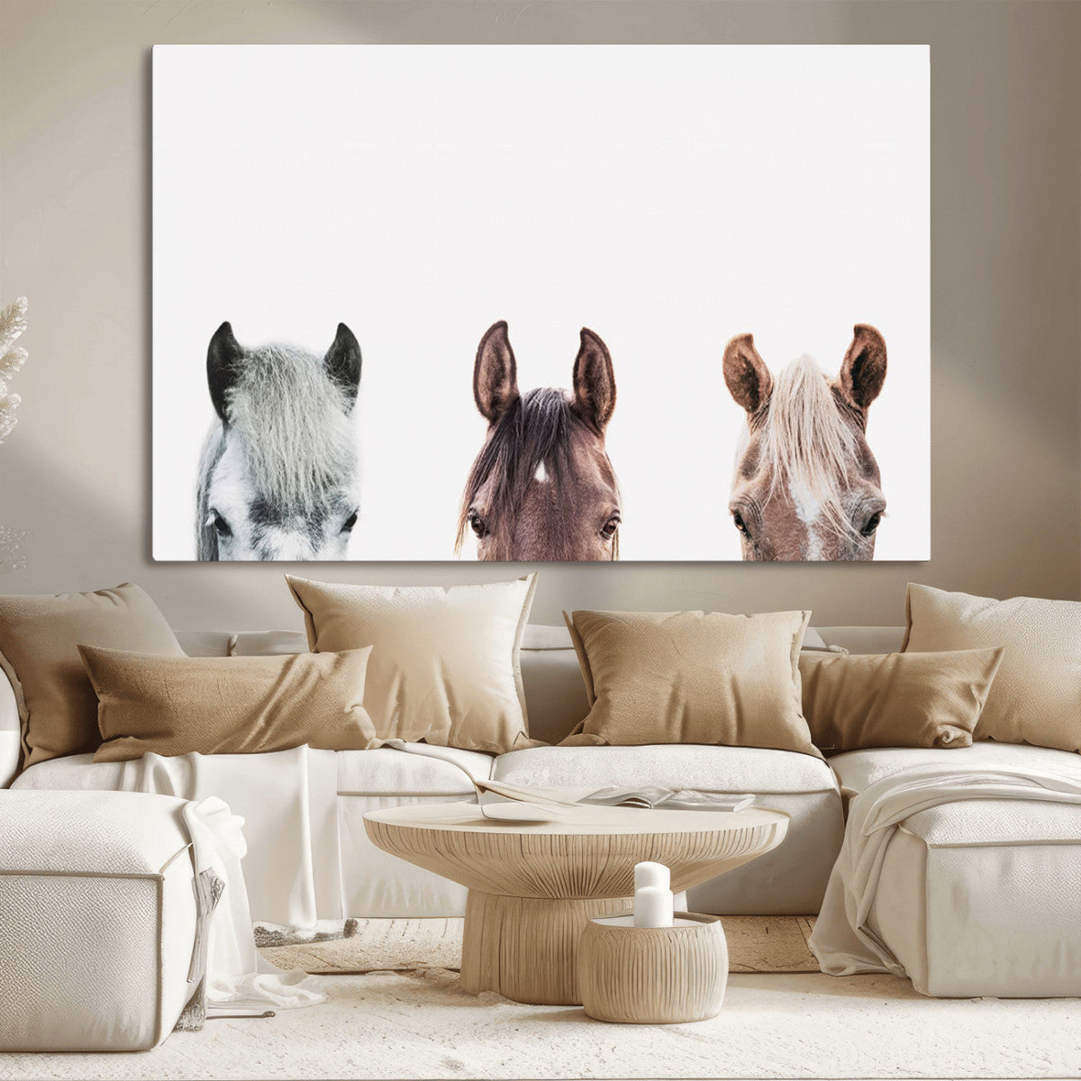 Horse Wall Art - Minimalist Horse Triptych Wall Art – Modern