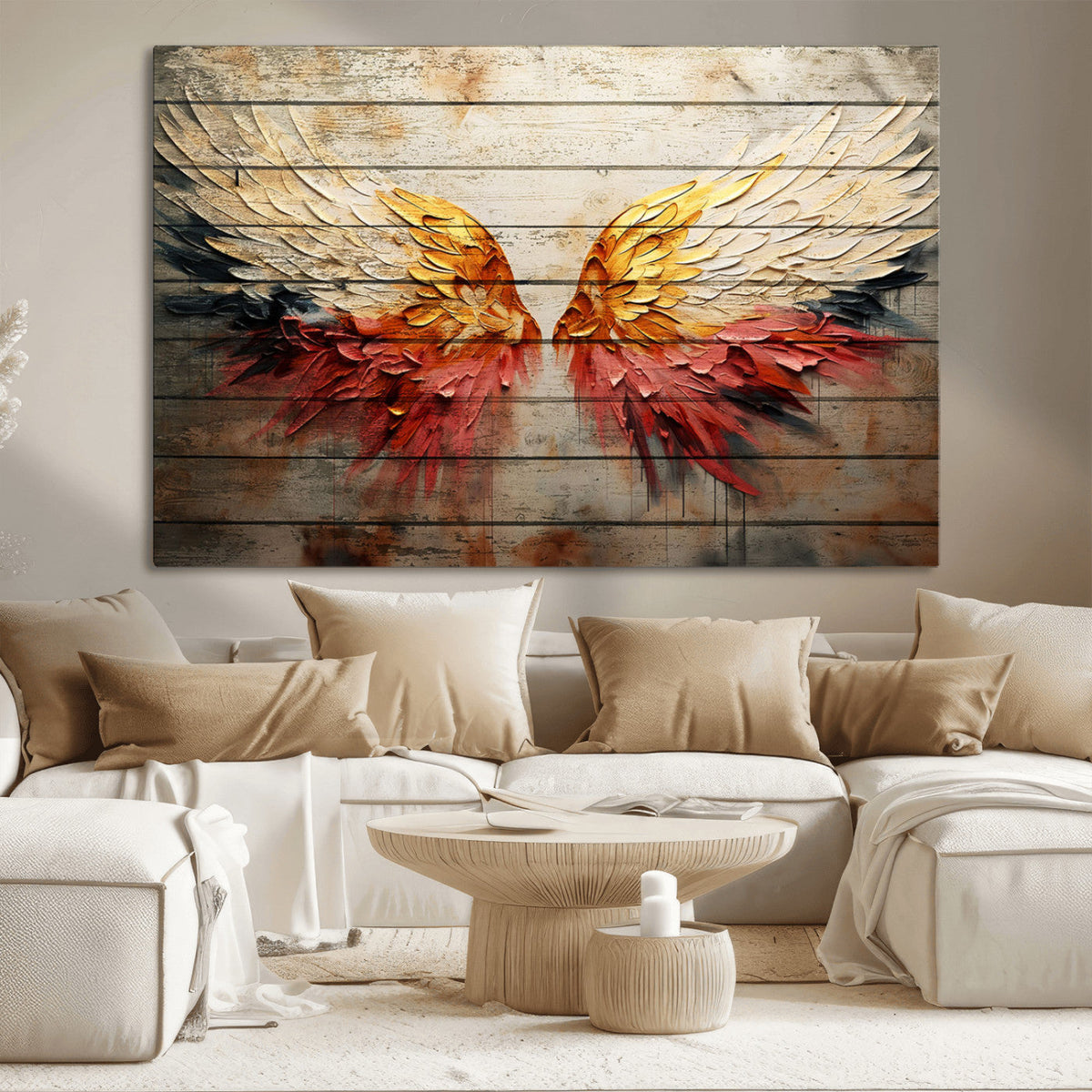 Abstract Angel Wings Canvas Wall Art – Framed and Ready to