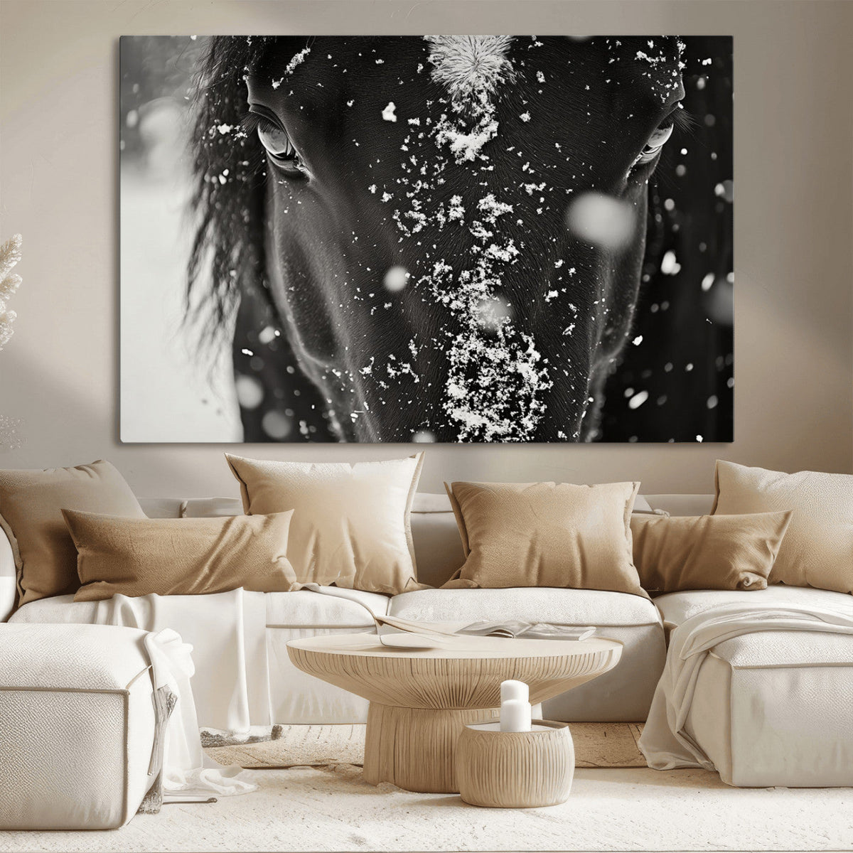 Winter Horse Snow Wall Art Canvas Print