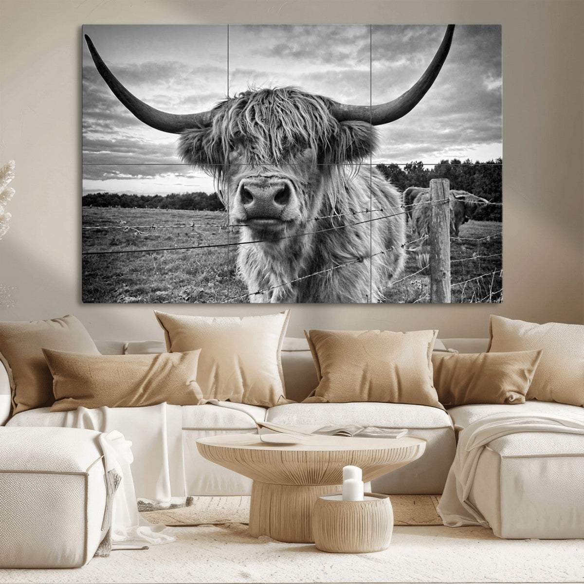 Scottish Highland Cow Wall Art Canvas Print | Ready to Hang