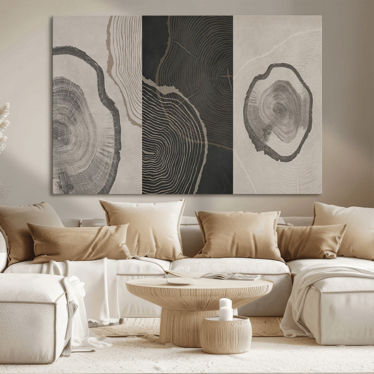 Minimalist Tree Rings Wall Art | Modern Abstract Canvas
