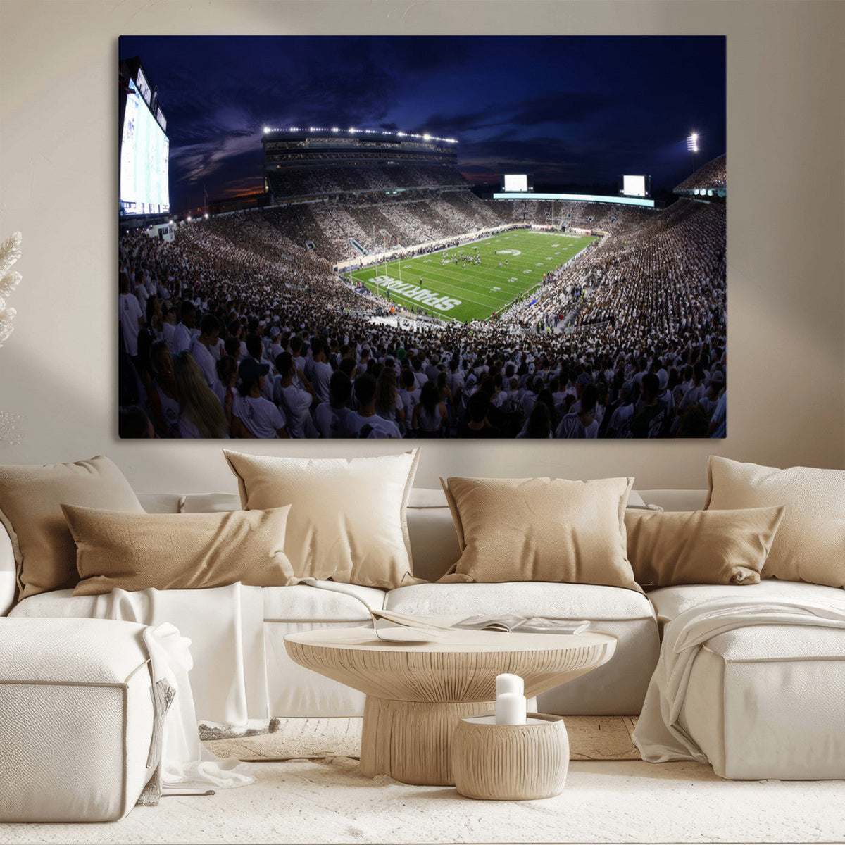 Michigan State Spartans Canvas, Framed Football Team Print -