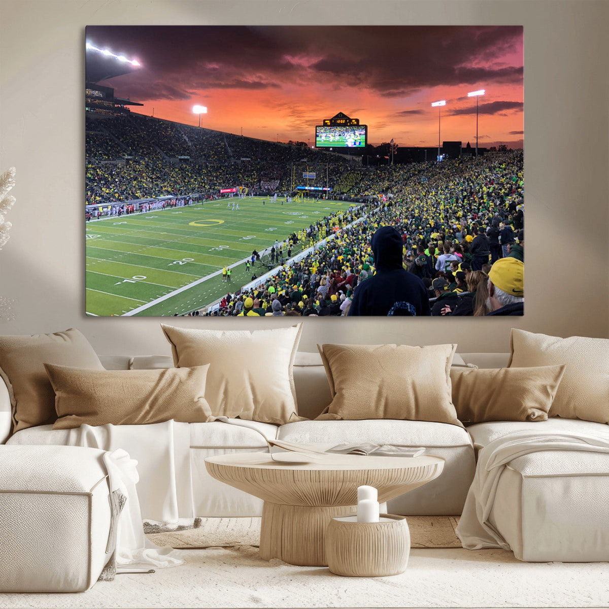 Eugene Autzen Stadium Canvas Wall Art Print – Sunset Over