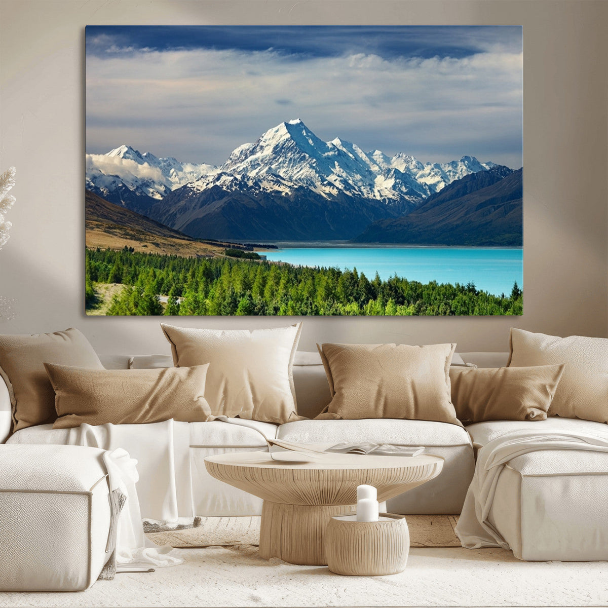 Mount Cook and Lake Pukaki Canvas Wall Art Print – Majestic