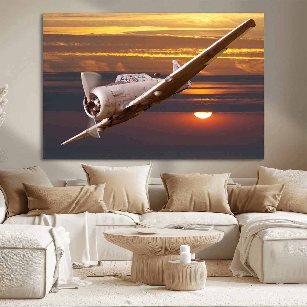 Old War Plane Wall Art Canvas Print