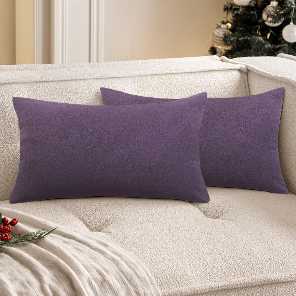 Set of 2 Solid Color Outdoor Waterproof Throw Pillow covers Square 18"x18" or Rectangle 12"x20"
