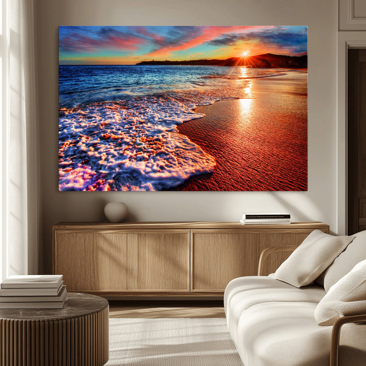 Colorful Coastal Sunset on the Beach Canvas Print, Ocean