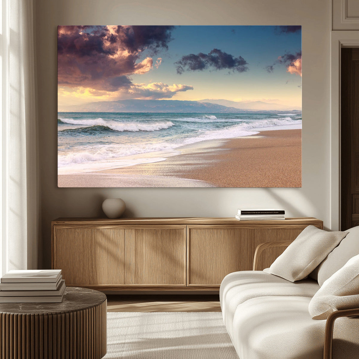 Cloudy Weather Beach Sunset Canvas Print | Sunrise Wall Art