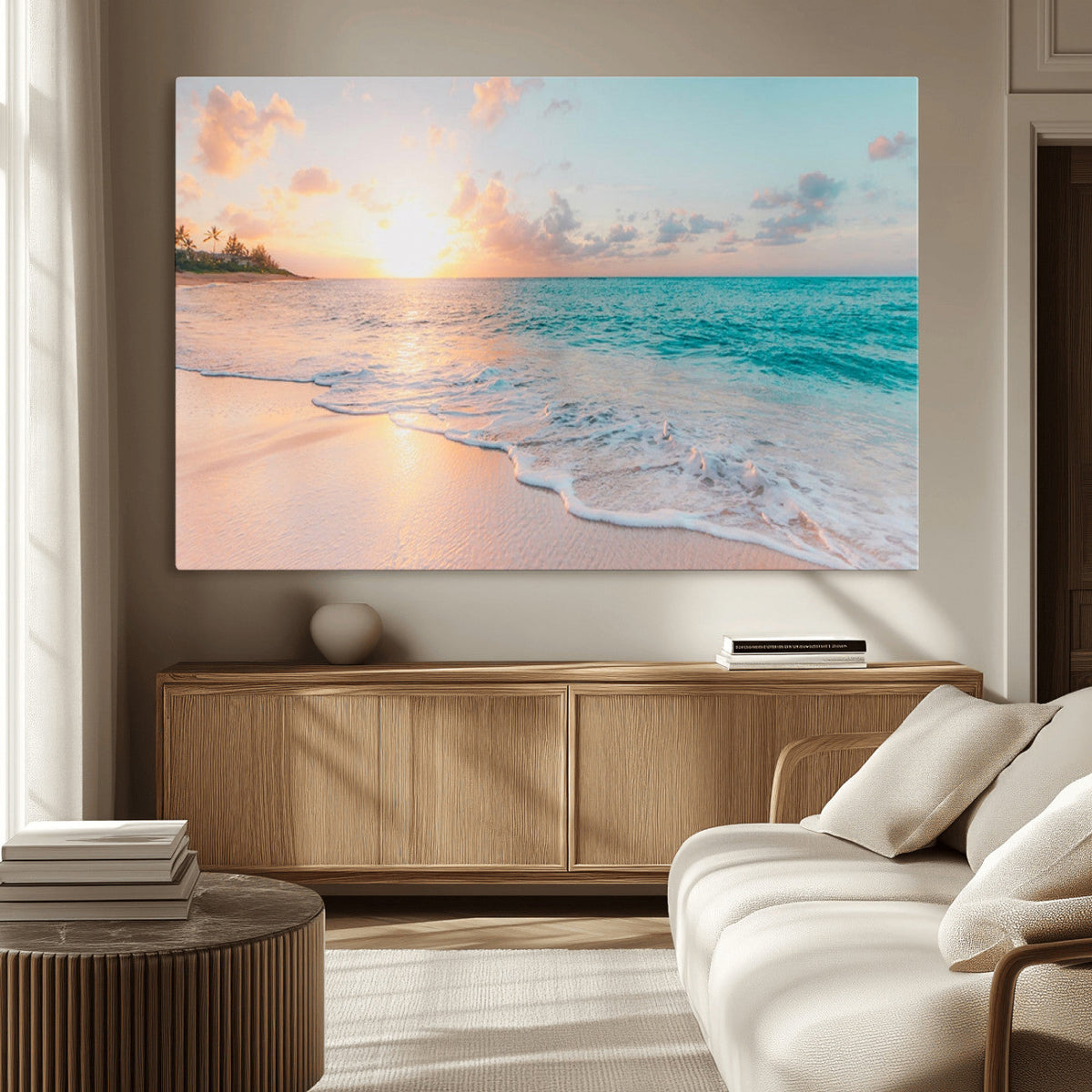 Beach Wall Art - Stunning Ocean Sunset Canvas Print with