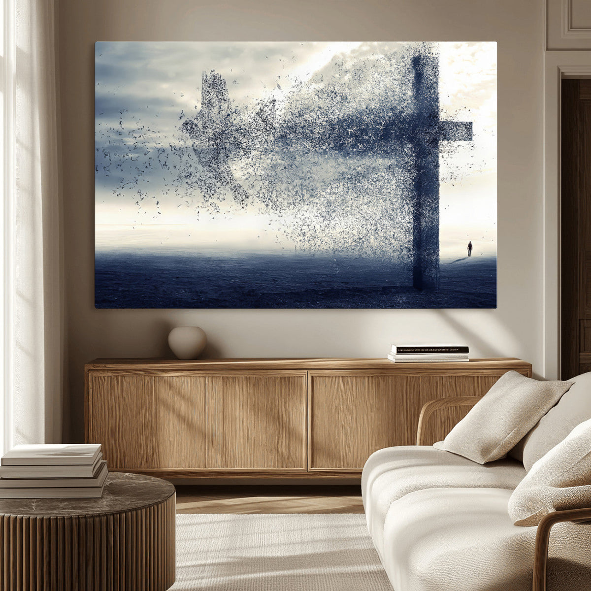 Jesus and the Fading Cross Wall Art Print – Symbol of Faith,
