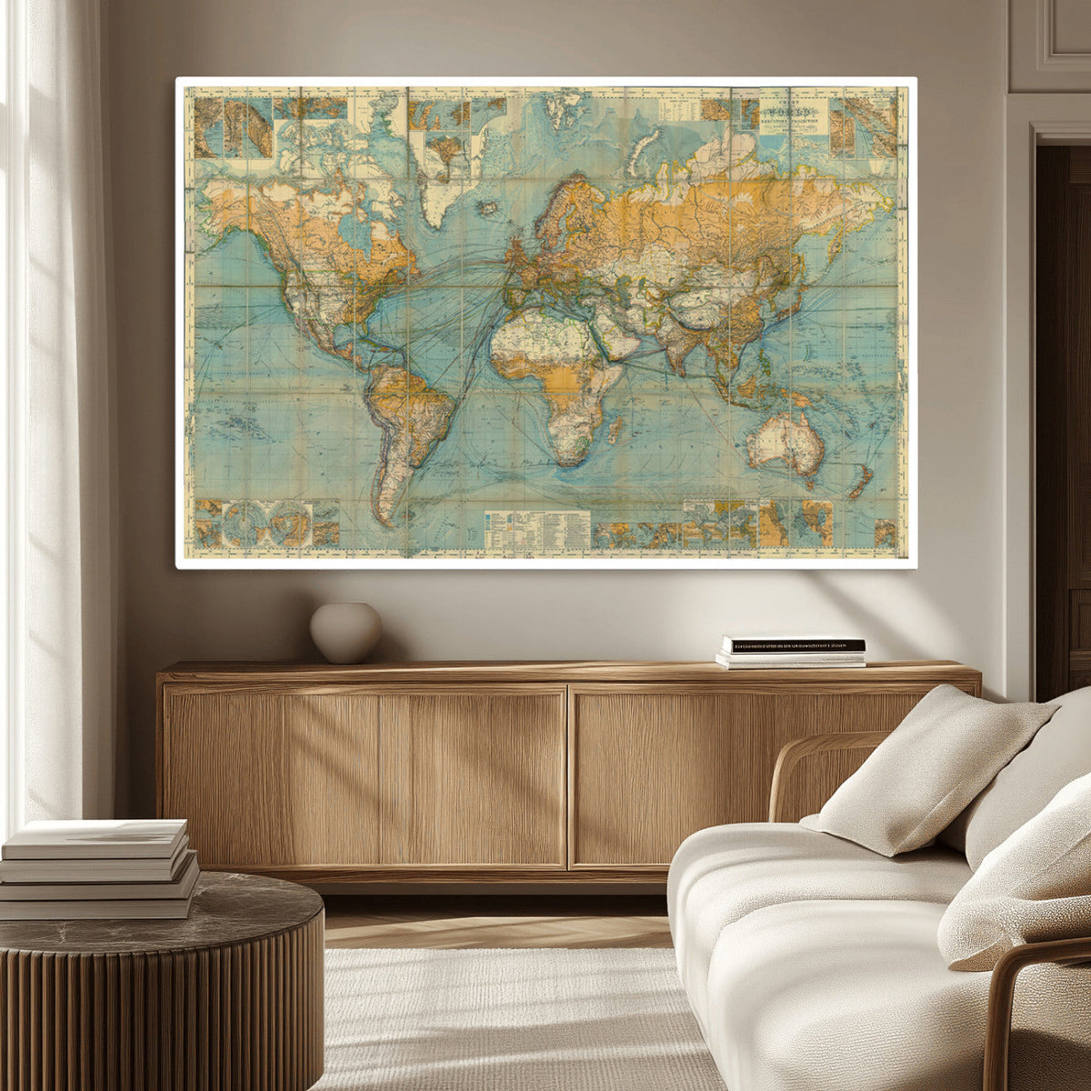 Push Pin World Map Canvas Print – Travel Tracker Wall Art
