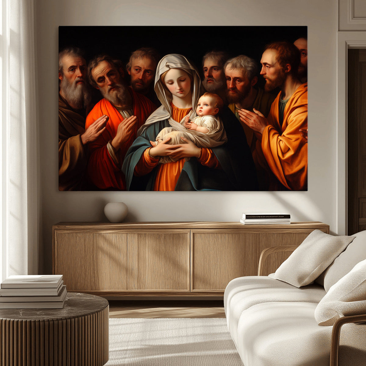Religious Canvas Wall Art Print - Madonna and Child with