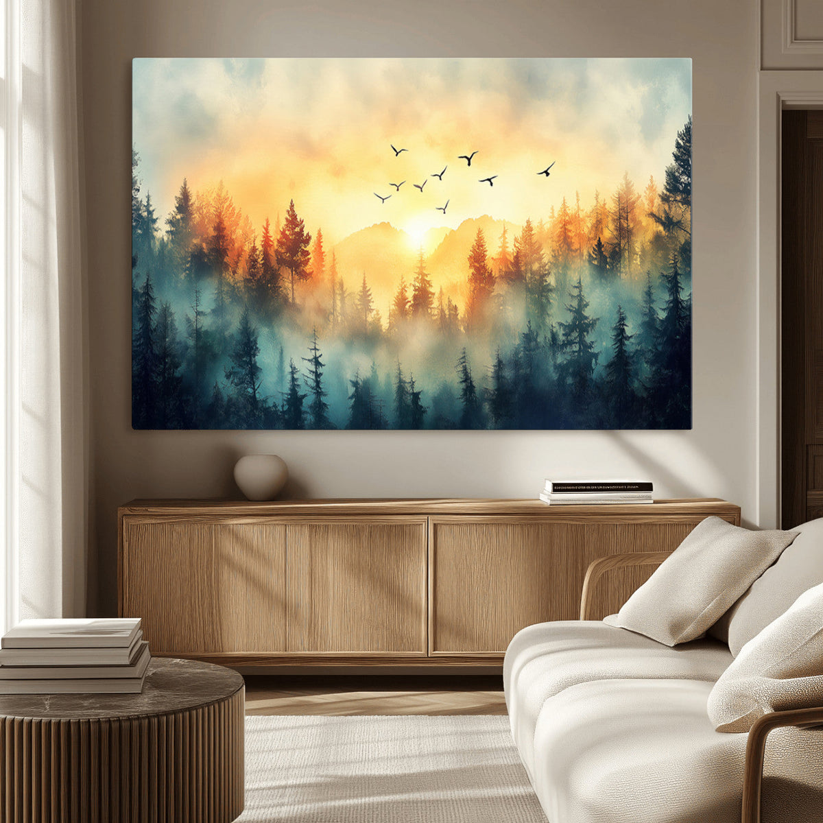 Abstract Forest Wall Art Print- Serene Nature Canvas Print
