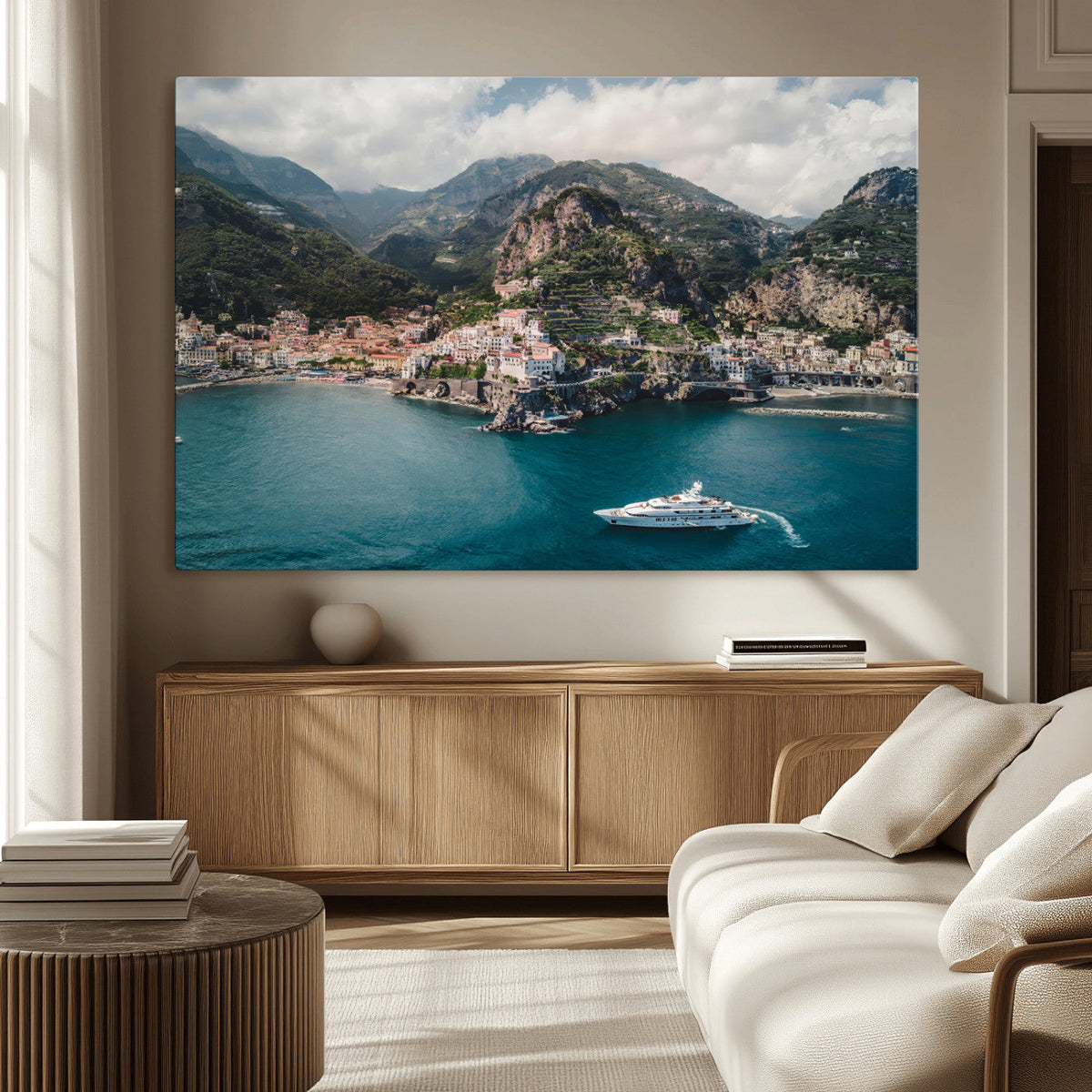 Amalfi Coast Wall Art – Framed Italian Seaside Canvas