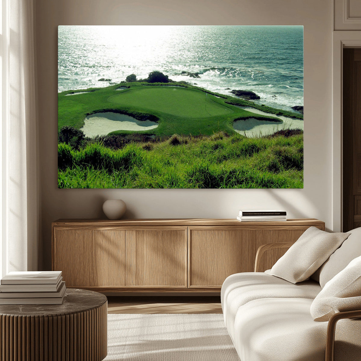 Coastal Golf Course Wall Art Canvas Print – Scenic Green
