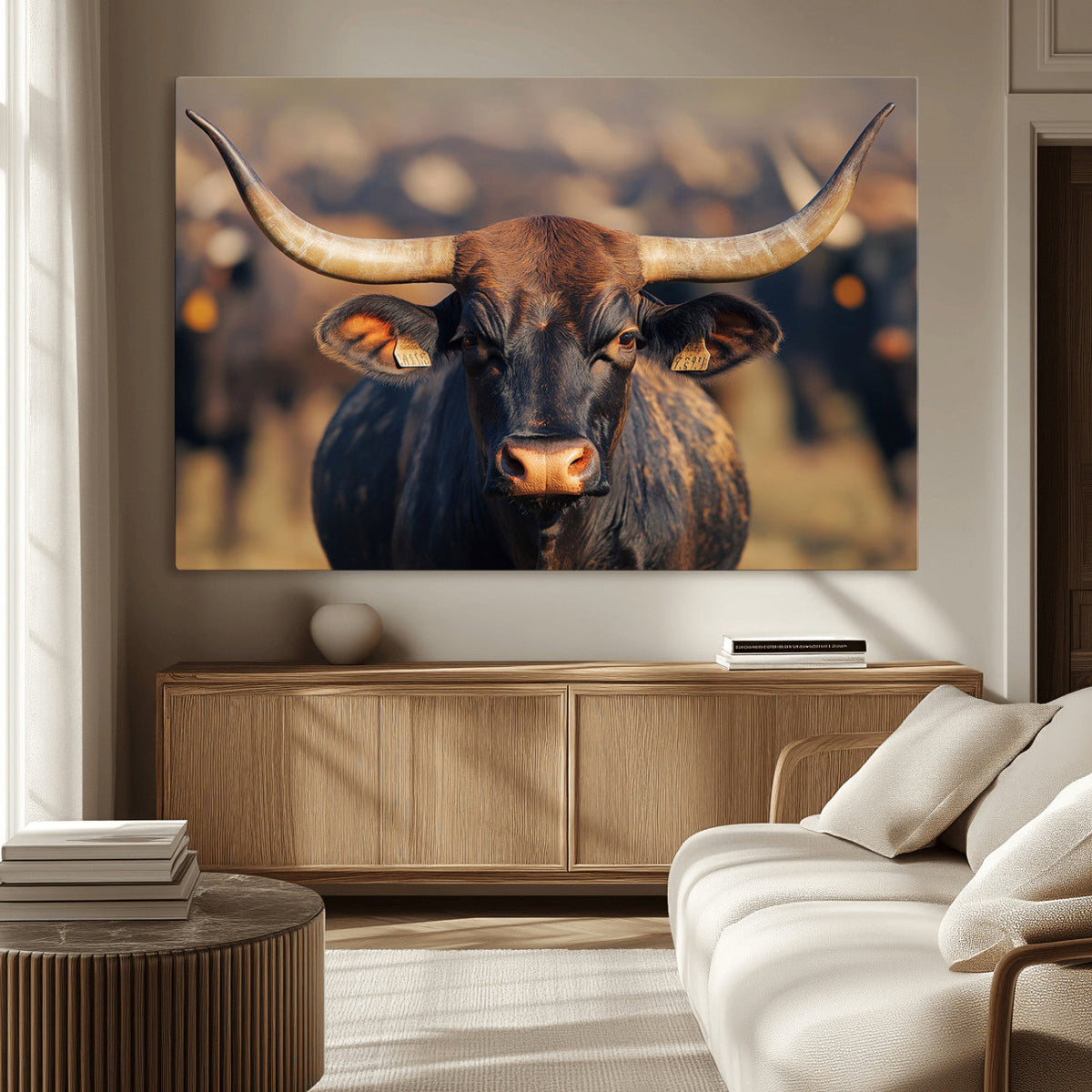 Majestic Texas Longhorn Bull Rustic Farm Animal Strong