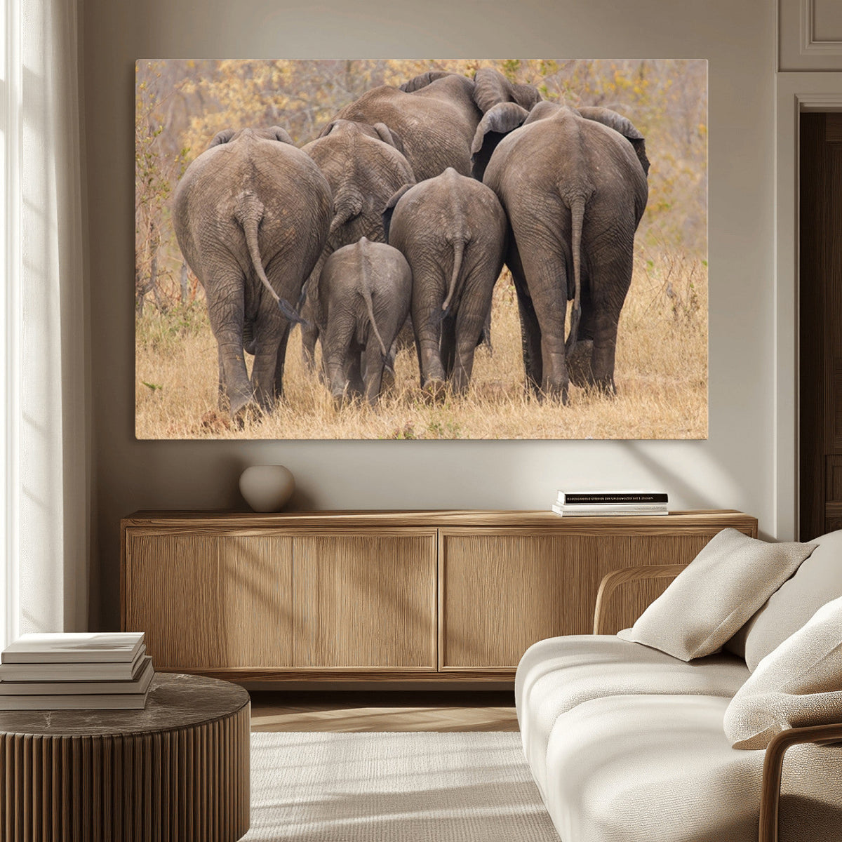 Wild Elephant Wall Art Canvas Print