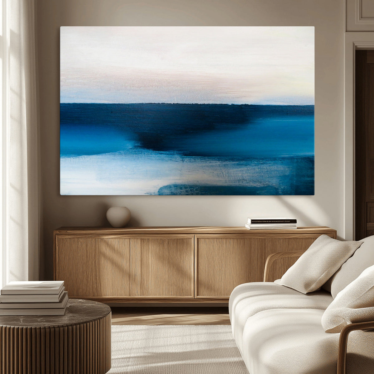 Dark Blue Abstract Wall Art Canvas Print