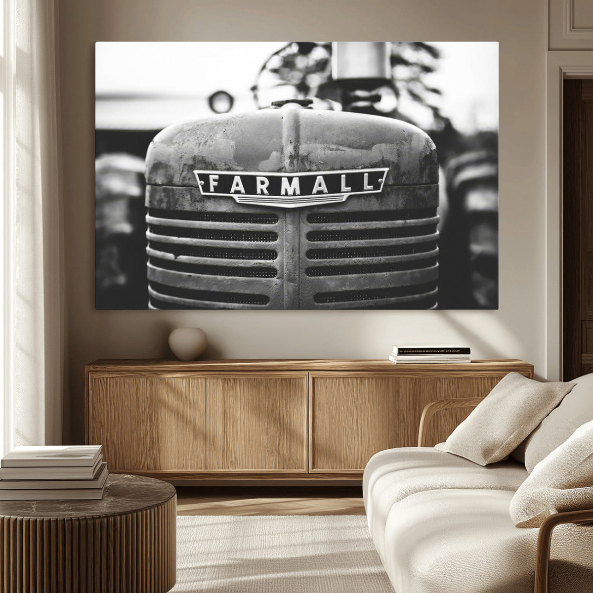 Vintage Farmall Tractor Wall Art Canvas Print, Rustic
