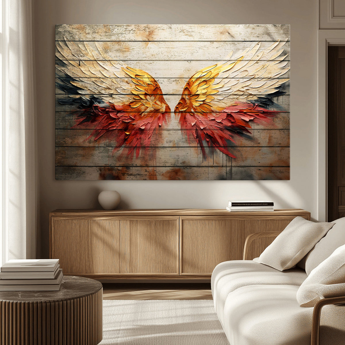 Abstract Angel Wings Canvas Wall Art – Framed and Ready to