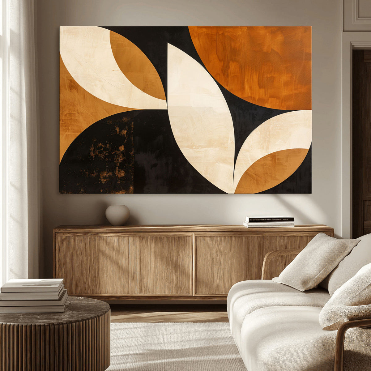 Geometric Abstract Wall Art Canvas Print, Mid Century Modern