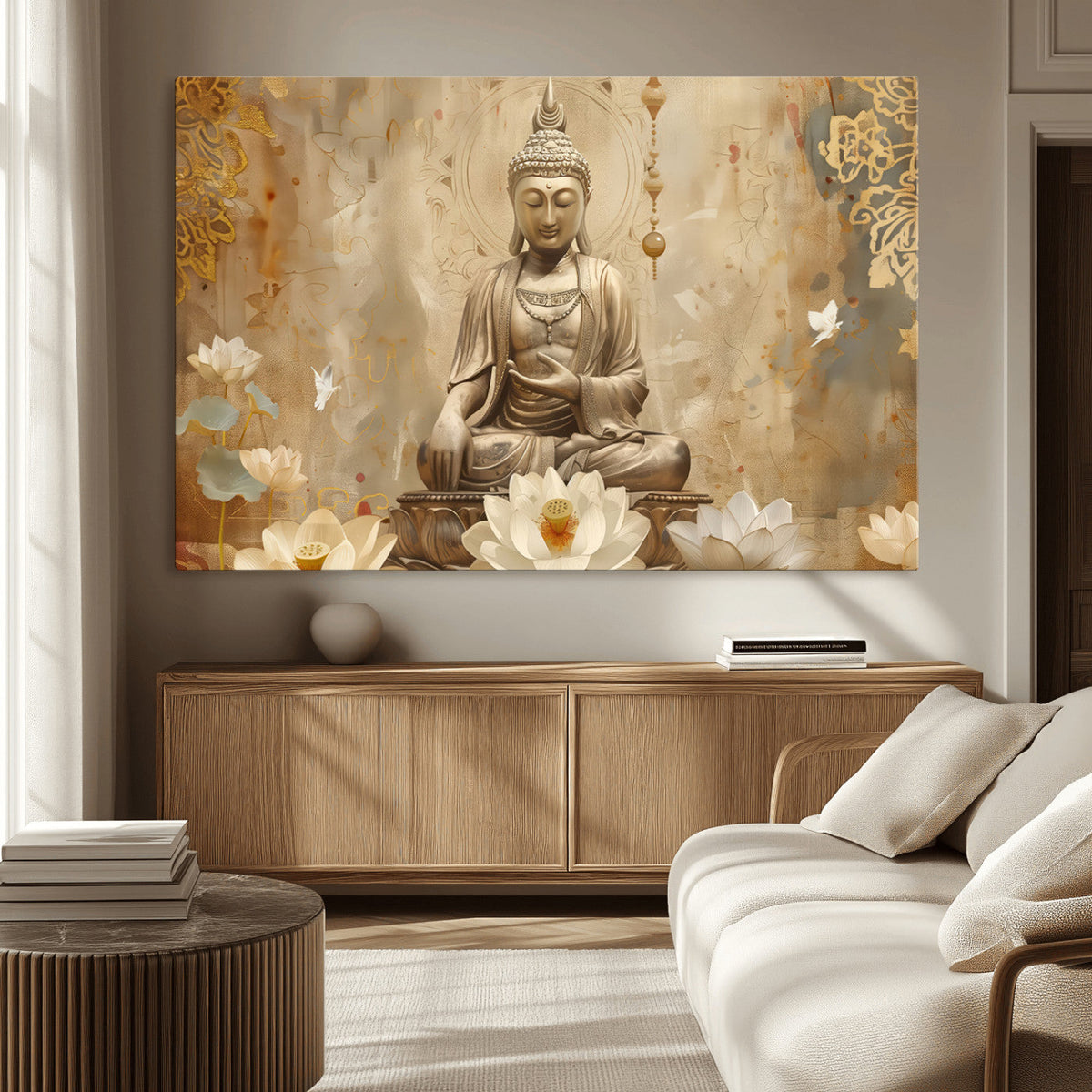 Buddha Wall Art Canvas Print, Buddha Meditation Room Decor,