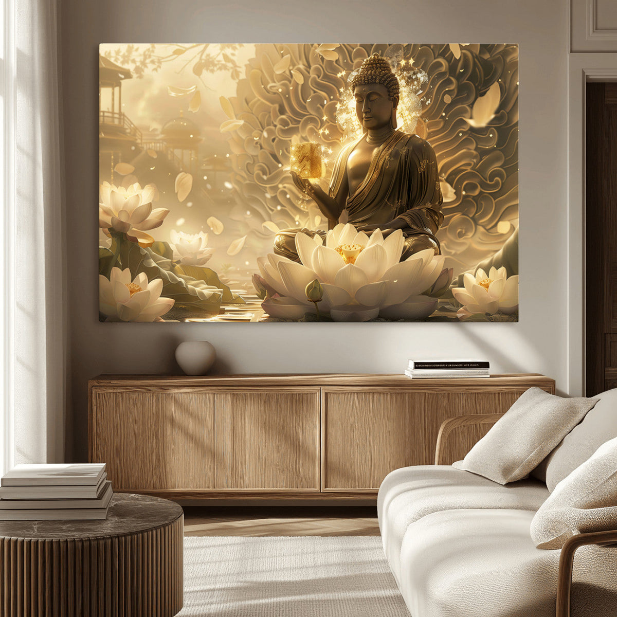 Golden Buddha Wall Art | Yoga Room Decor and Meditation Room