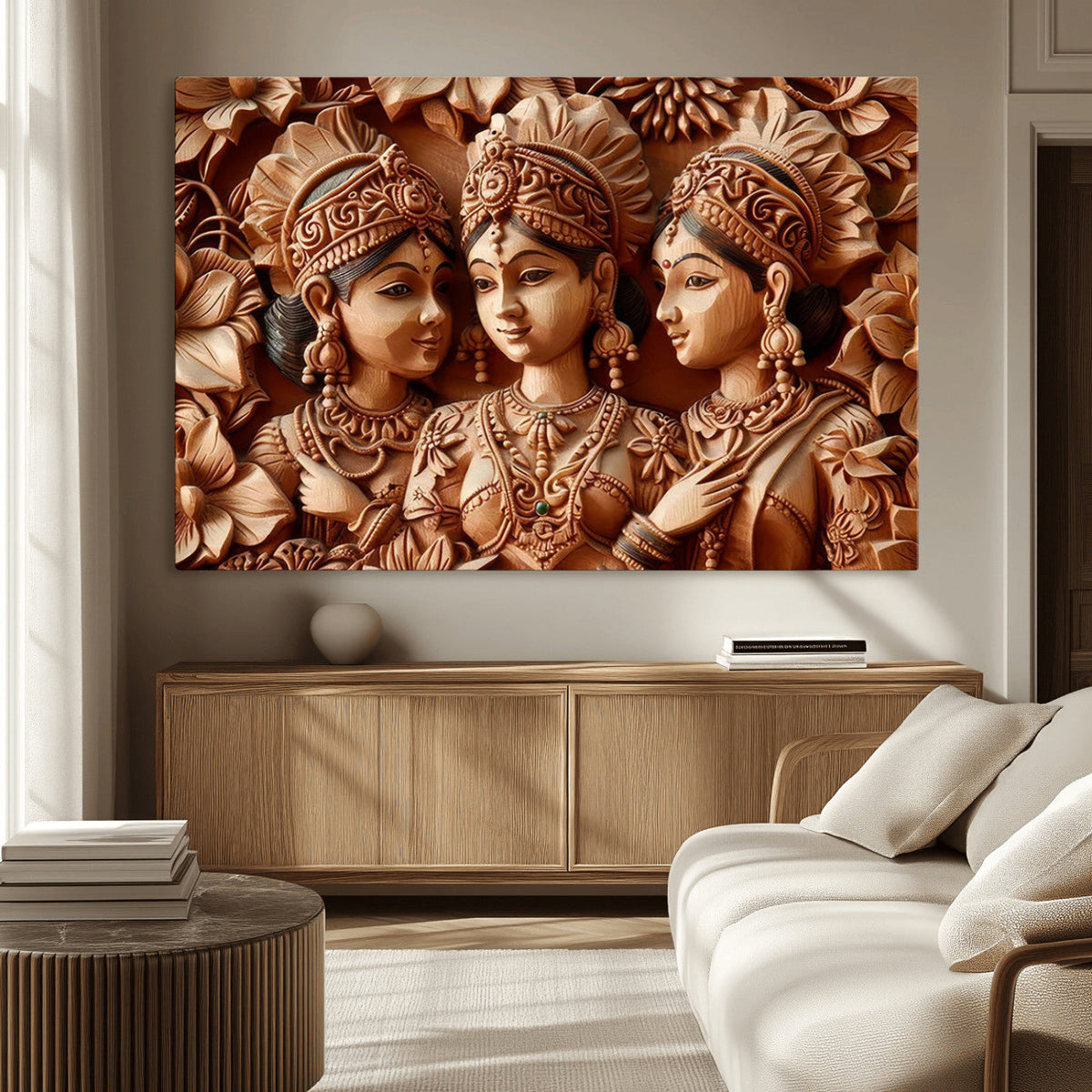 Indian Woman Statue Wall Art Canvas Print
