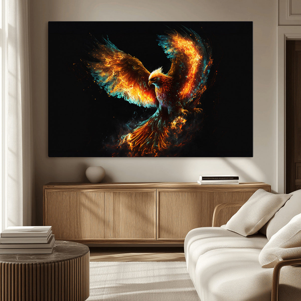 Fiery Phoenix Canvas Print | Ready to Hang Wall Art | Bold