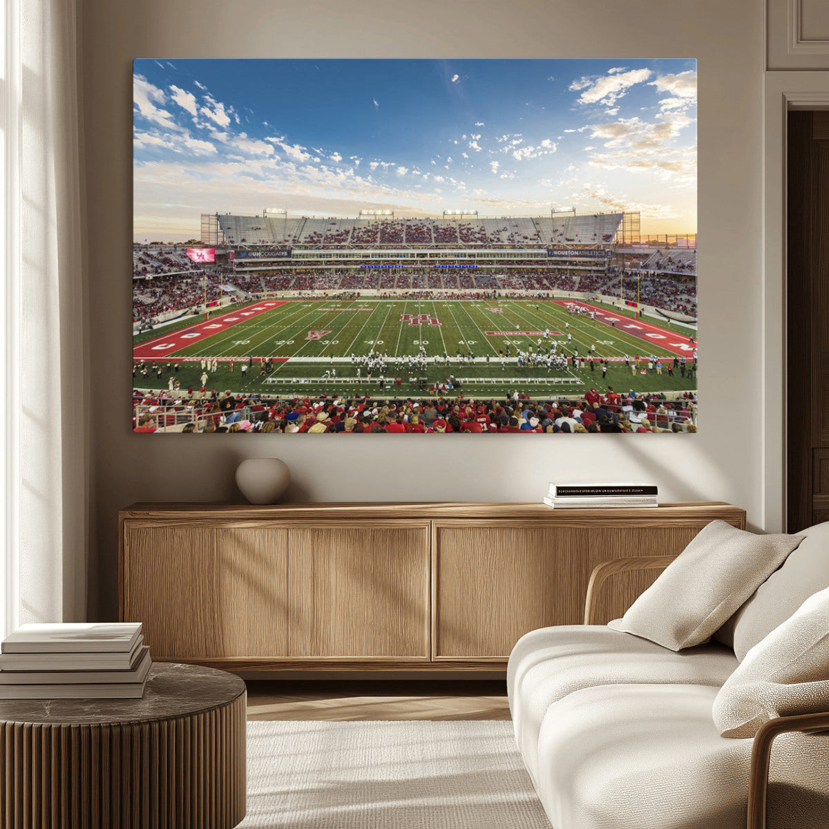 Framed Houston Cougars Football Team Print - Houston TDECU