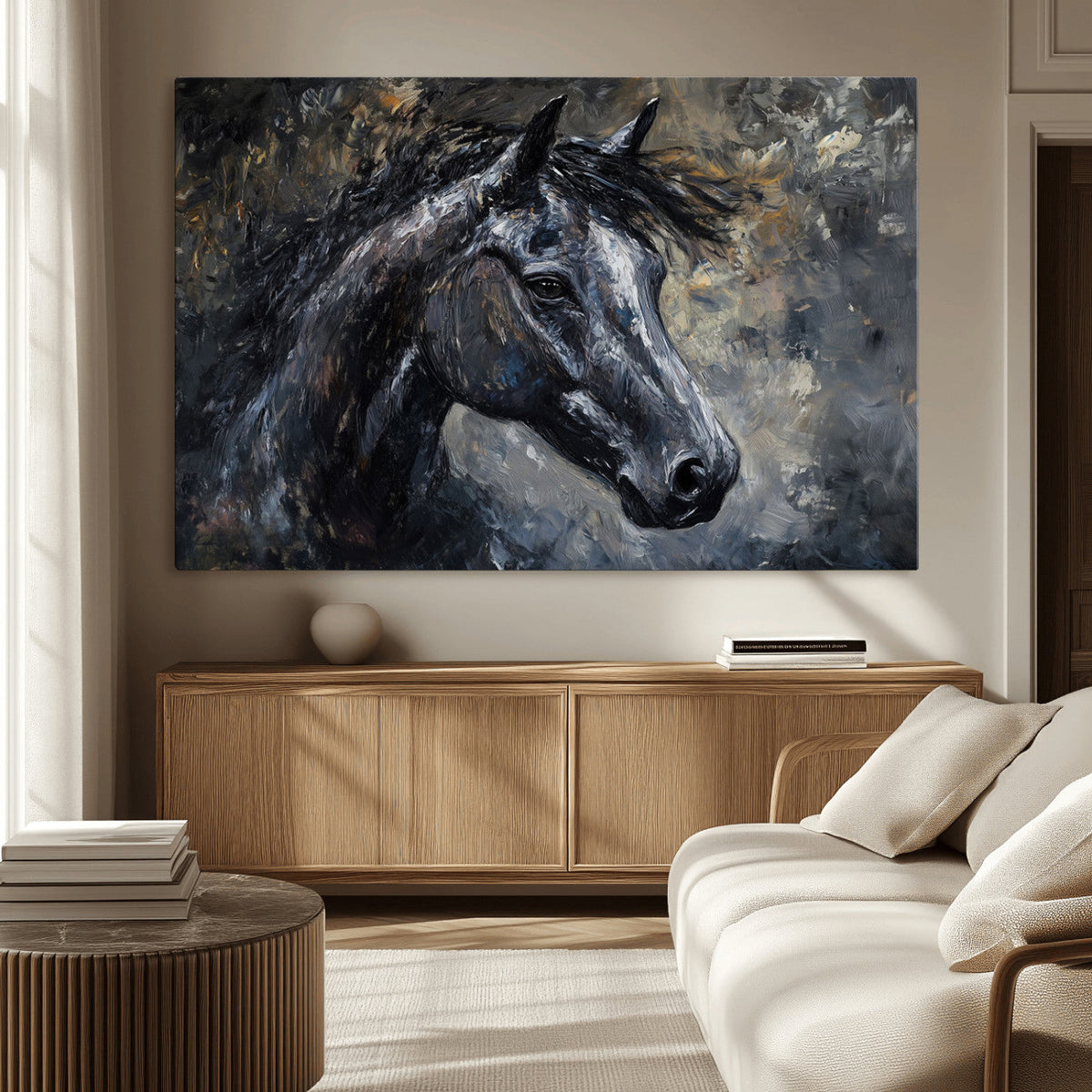 Large Abstract Horse Wall Art Canvas Print | Farmhouse Wall