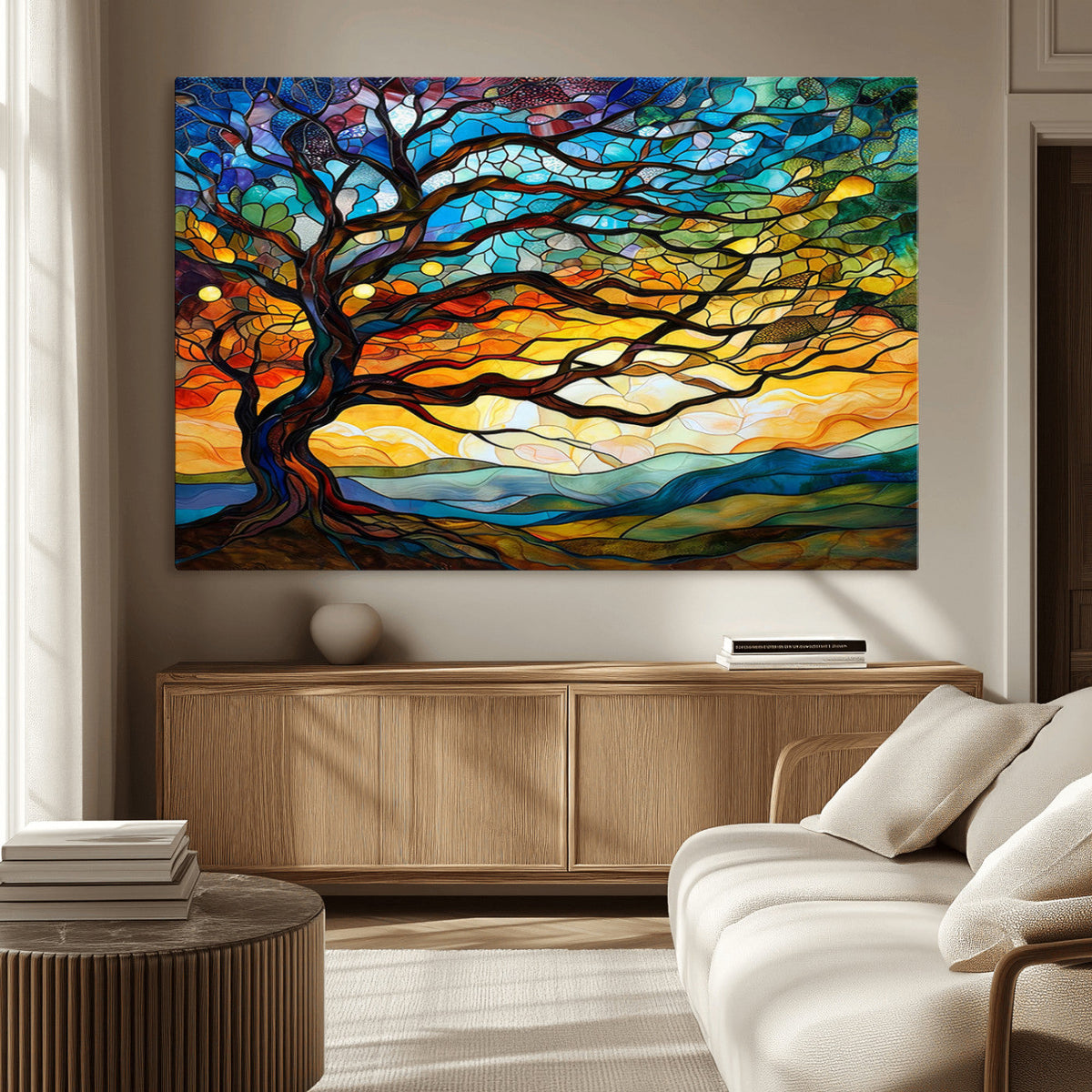Mosaic Tree Wall Art | Ready to Hang Stained Glass Style
