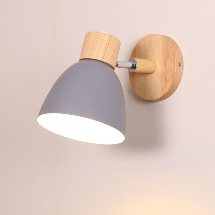Modern Minimalist Wooden Cone Wall Sconce LED E27 Wall Light