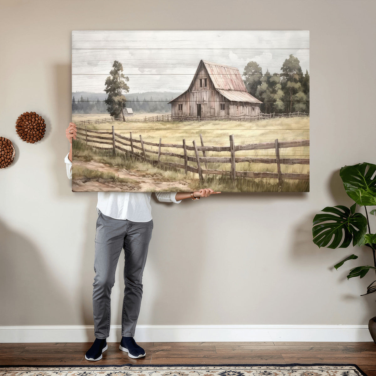 Rustic Farmhouse Barn Wall Art | 3-Panel Framed Gallery Wrap