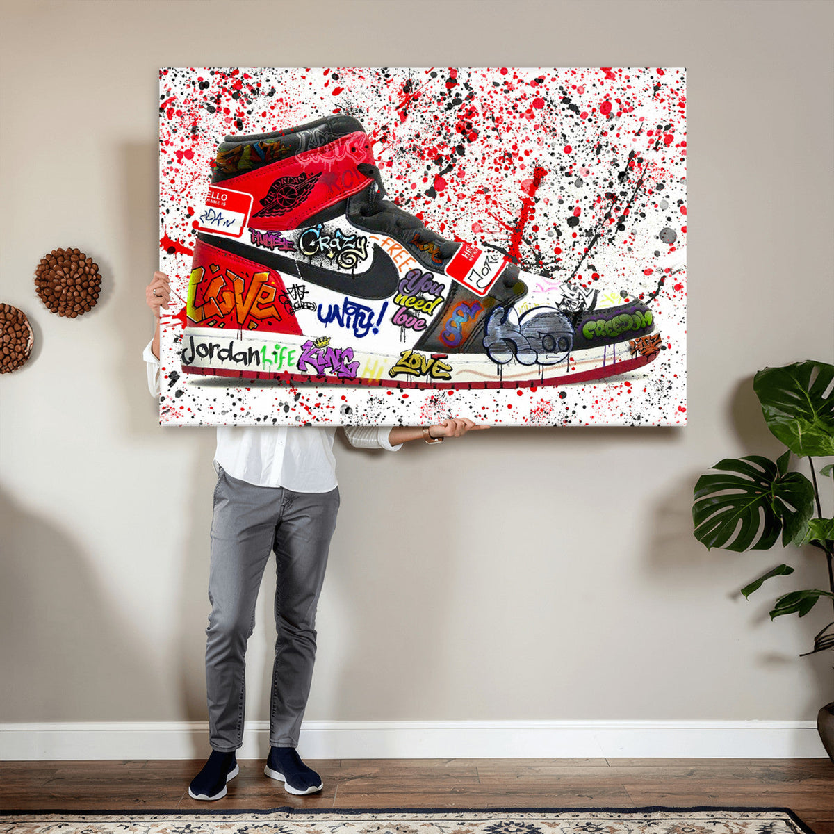 Jordan Shoes Graffiti Wall Art Canvas Print- Jordan Graffiti