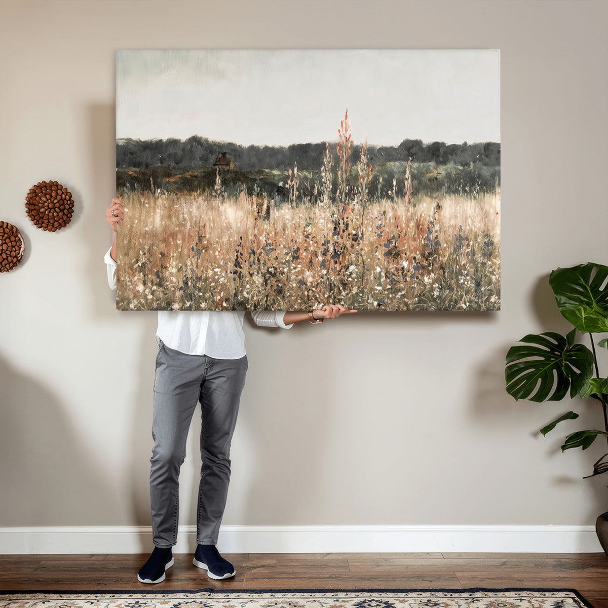 Rustic Field Landscape Wall Art Print, Giclee Canvas Wall