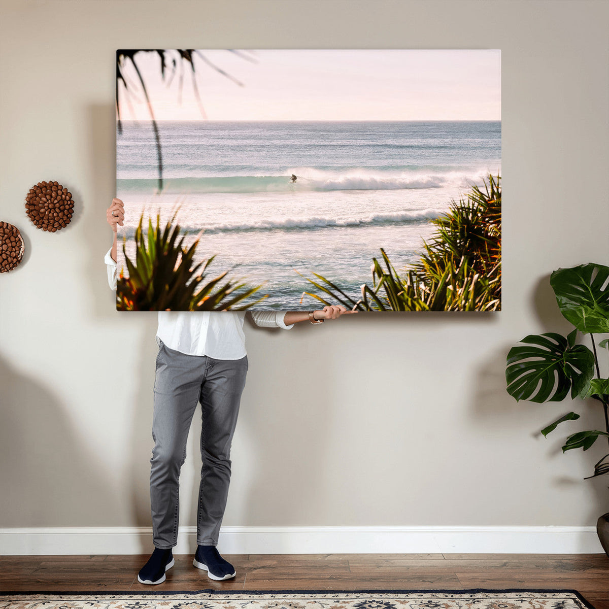 Ocean Surfer Wall Art Canvas Print – Framed Coastal Surf Art