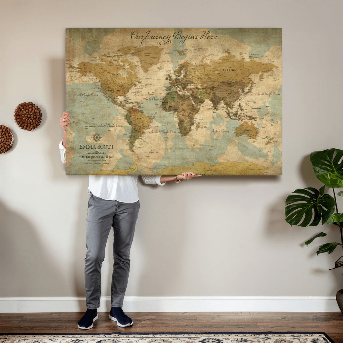 Personalized Custom World Map Wall Art Print – Add Your
