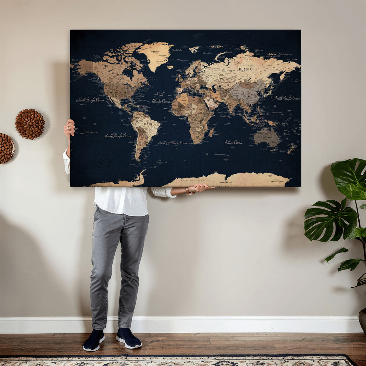 World Map Canvas Print – Detailed Map of the World Wall Art