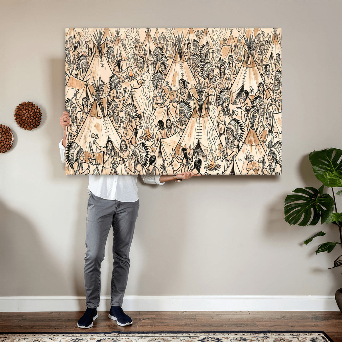 Native American Indian Wall Art Canvas Print - Abstract