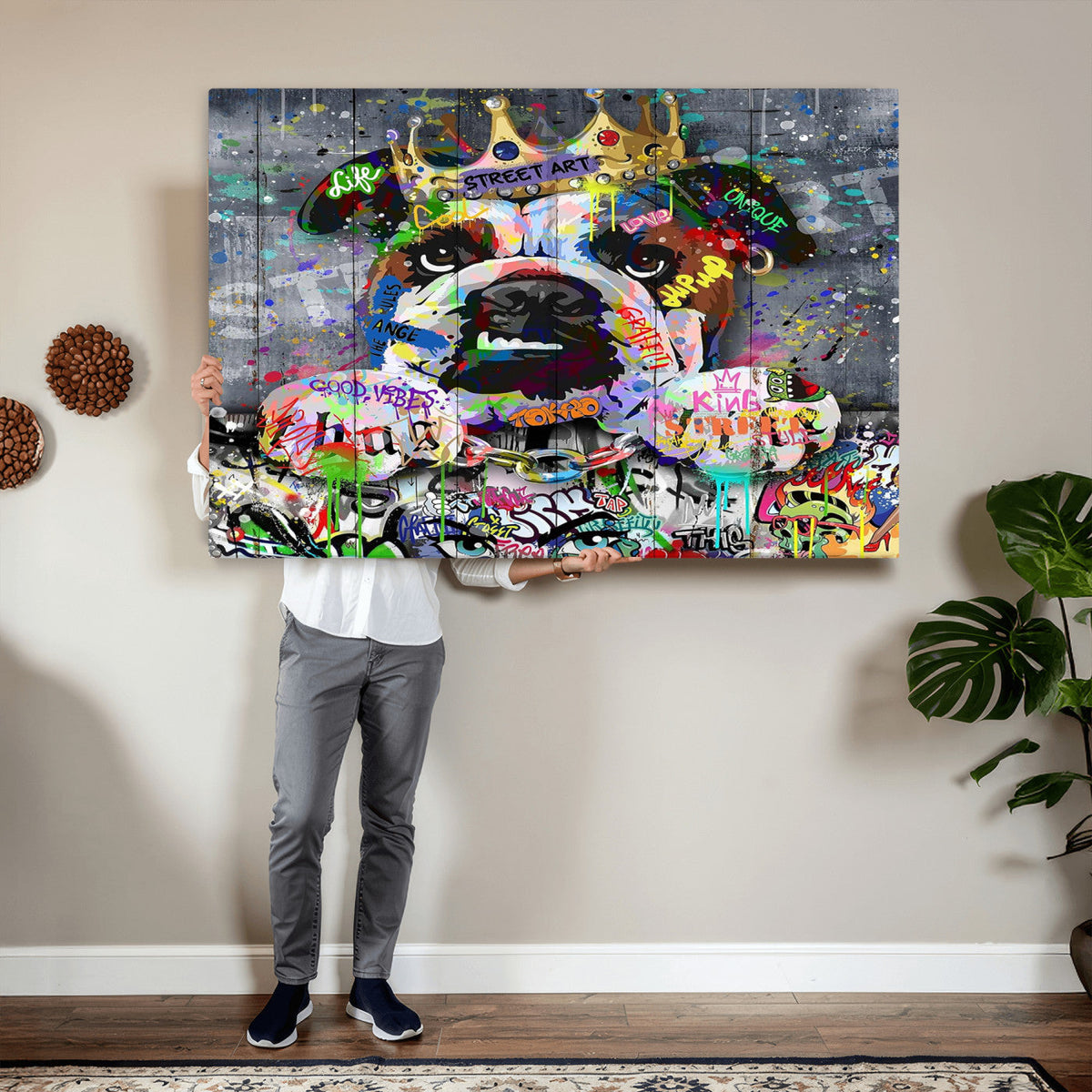 Graffiti Dog Wall Art Decor for Teen Bedroom - Abstract